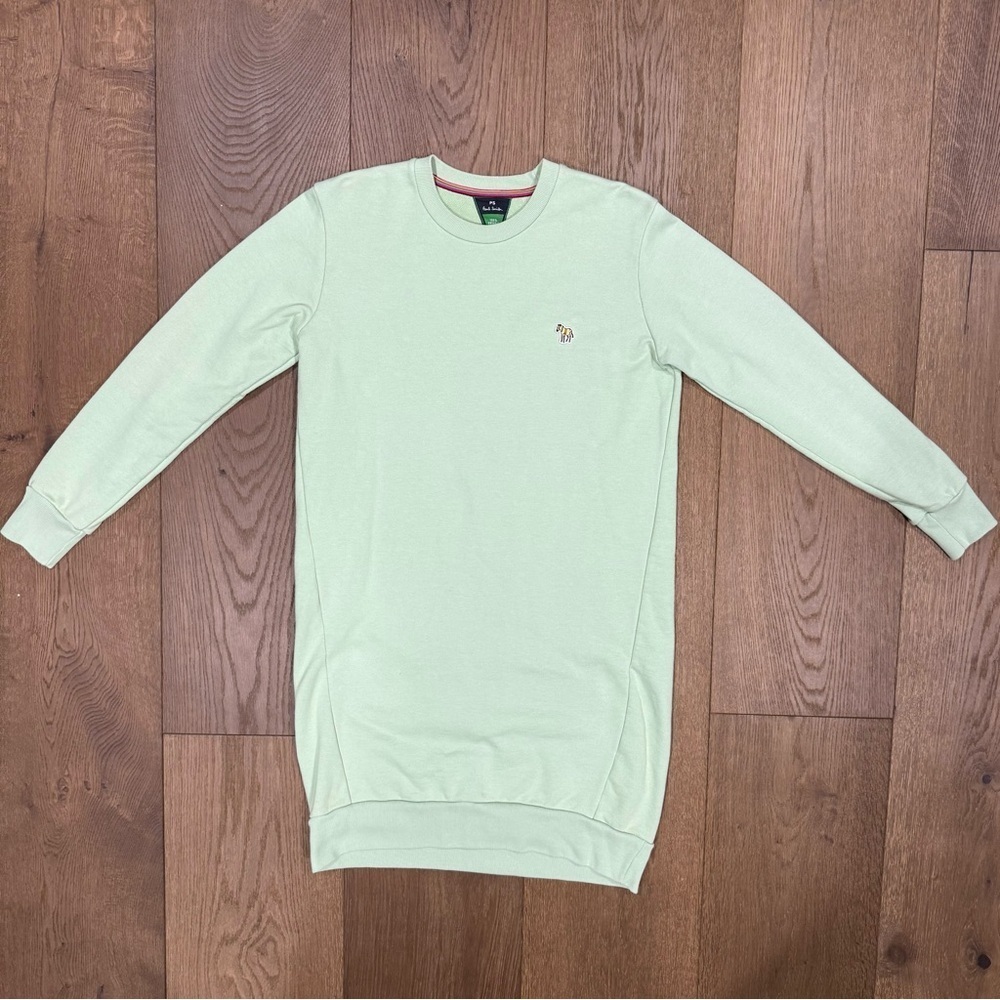 PS Paul Smith Zebra Logo Organic Cotton Tunic Sweatshirt in Pale Green